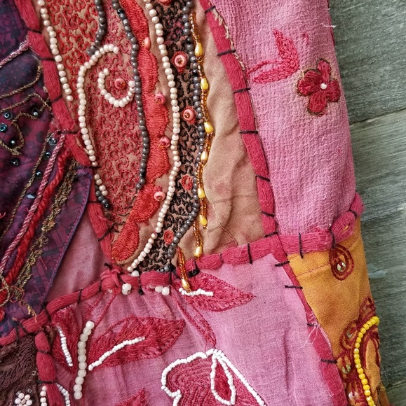 Boho Embroidered Vest Jacket Textile Art - Picture 5 of 7
